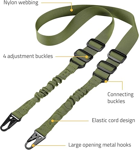 Vista 11 de CVLIFE Eslinga de rifle de dos puntos con ajustador de longitud tradicional honda con gancho de metal para exteriores