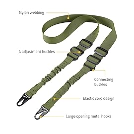 CVLIFE 2 Point Rifle Sling Strap with Metal Hook Adjustable Traditional Gun Sling Army Green