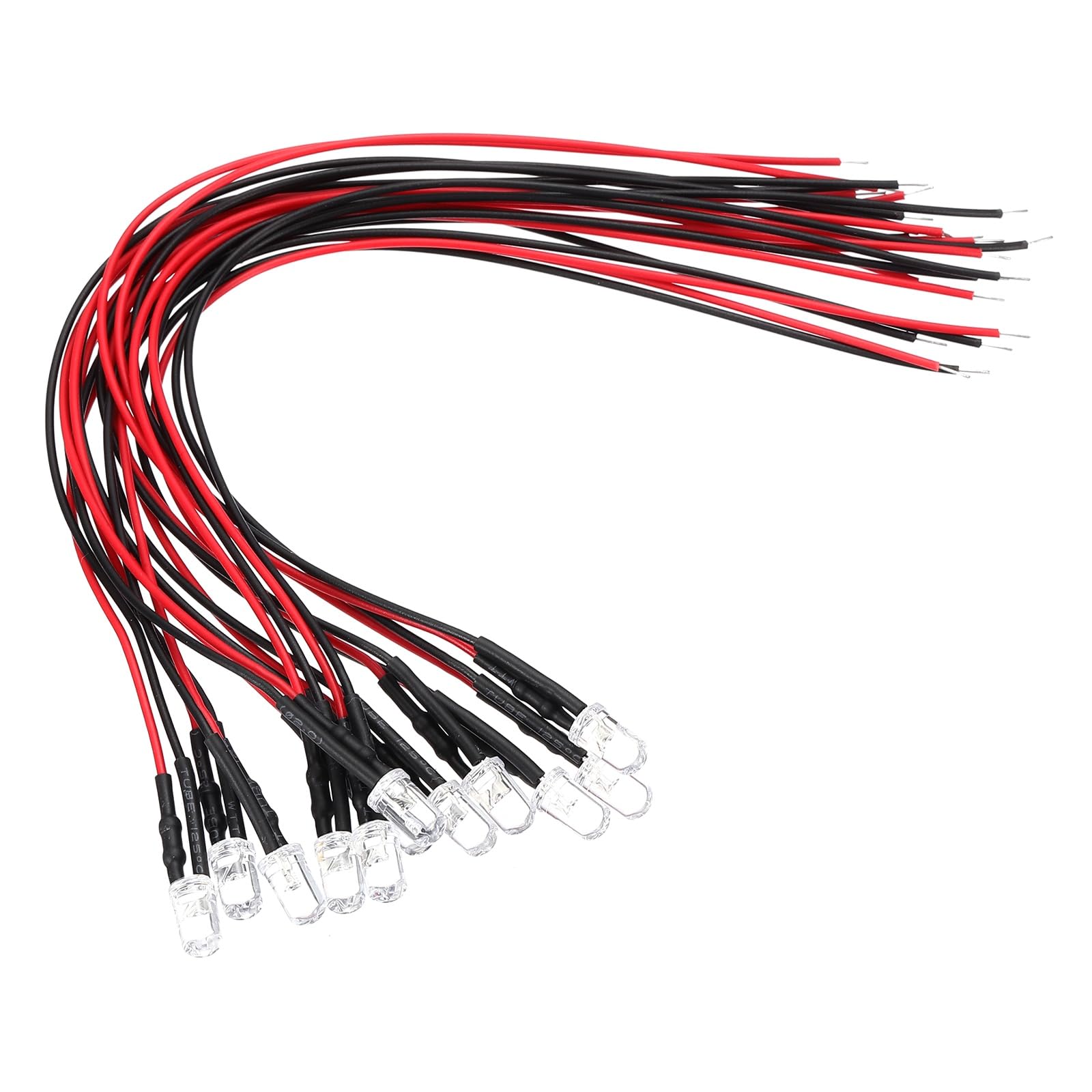 VIAPUICE 12 Pcs 5mm Pre-Wired Small Emitting LED Lights Width 12V Light,Red High Brightness LED Diode Light for DIY Electronics Experiments, Indicator Lights, PCB Circuits