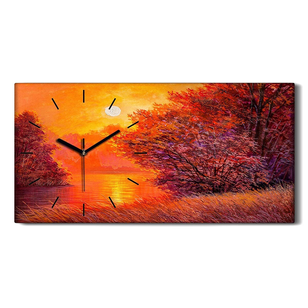 Horloge sur toile moderne 60x30 cm deco murale nature