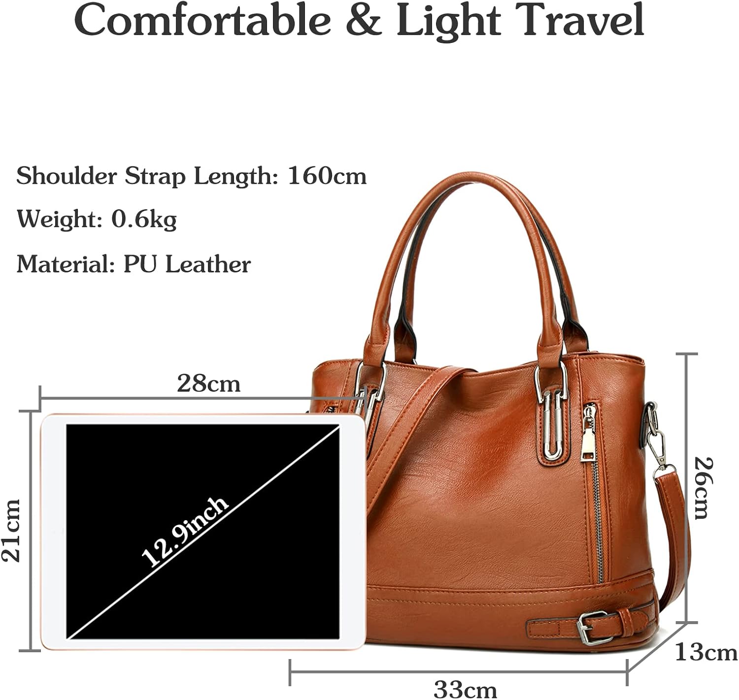 FANDARE Vintage Handbag Women Crossbody Messenger Bags PU Leather Waterproof
