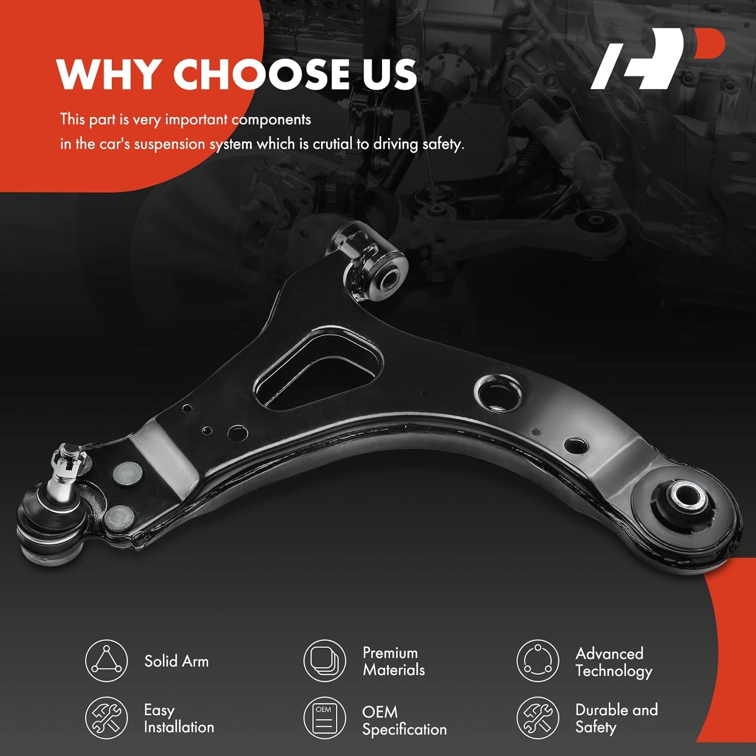 A-Premium Front Right Lower Control Arm with Ball Joint & Bushing, Compatible with Chevrolet Uplander 2005-2009 & Buick Terraza 2005-2007 & Pontiac Montana 2005-2009 & Saturn Relay 2005-2007