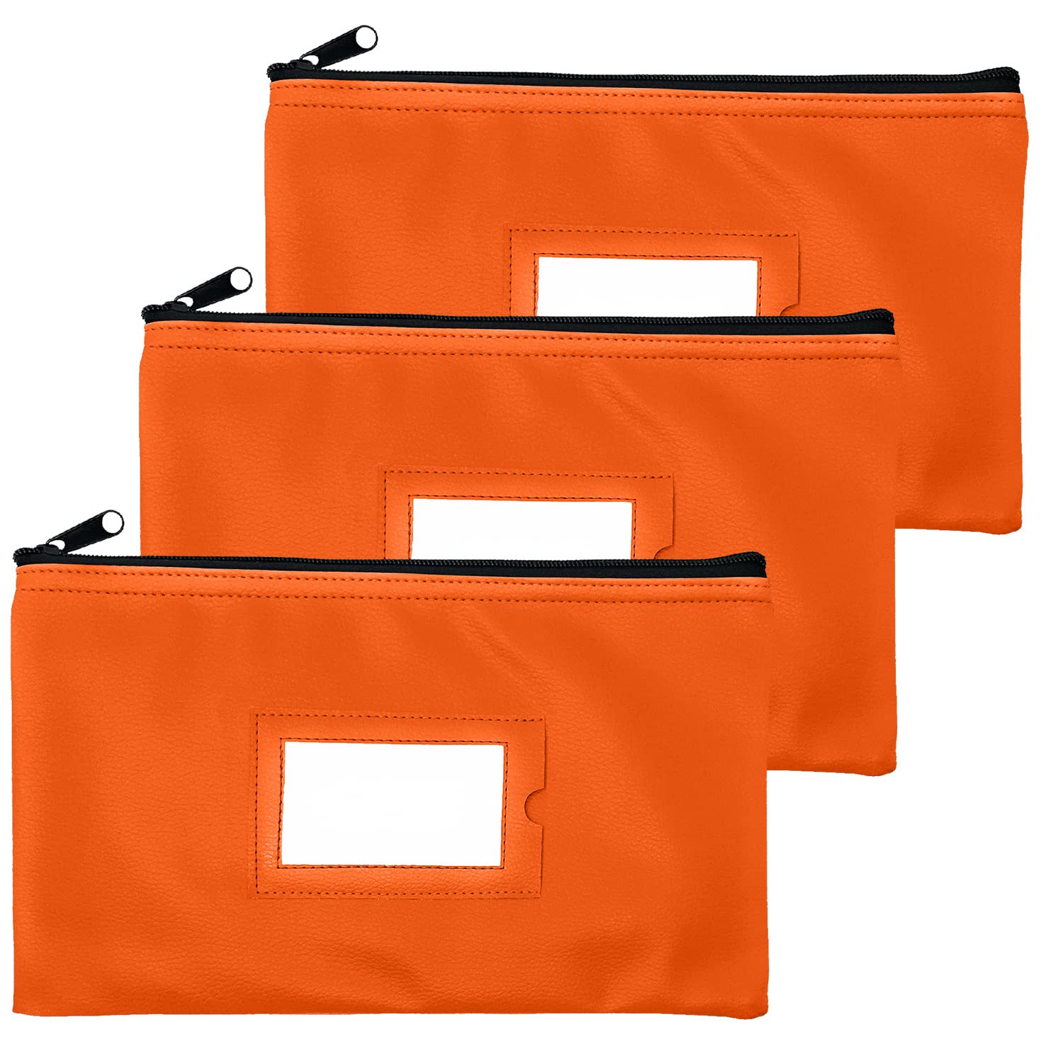GIDABRAND Money Bank Deposit Bag with Zipper | 11x6 inch | Orange | Durable Leatherette Money Cash Coin Check Wallet Pouch for Men & Women with Framed