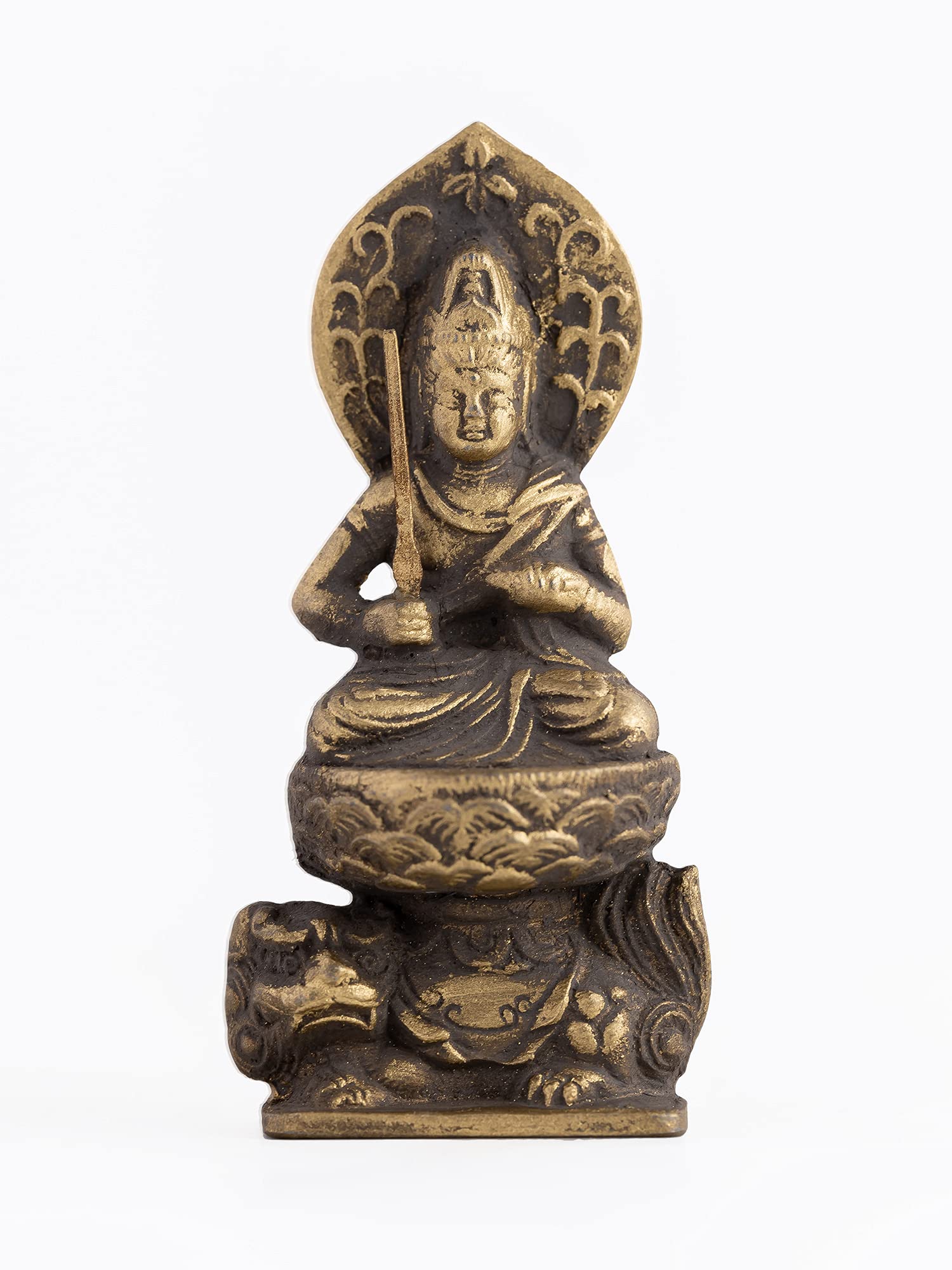 Amazon｜仏像 文殊菩薩（小7.2cm/古美金）仏師：渡辺景秋 原型＿（卯年 