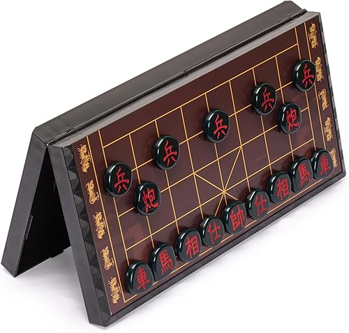 Miniatura 3 de Yellow Mountain Imports Juego de mesa magnético de ajedrez chino grande (Xiangqi) (14.6 pulgadas) con piezas de juego negras