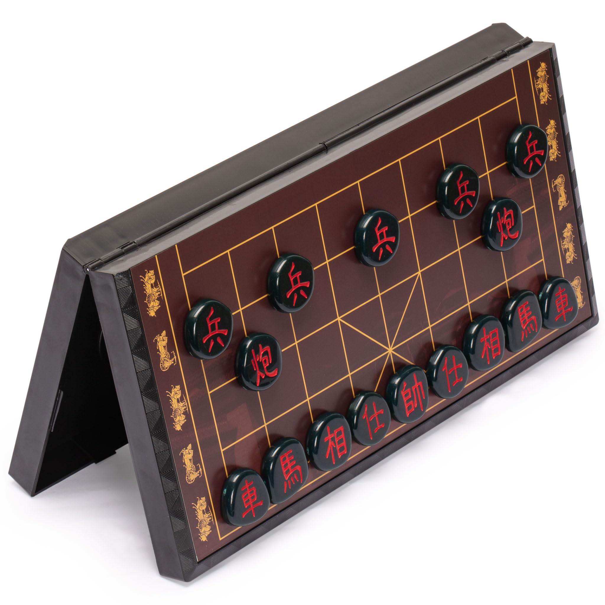 Yellow Mountain Imports Duże chińskie szachy (Xiangqi) magnetyczny zestaw podróżny (37 cm) z czarnymi pionkami