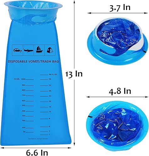 Miniatura 2 de Paquete de 24 bolsas de Emesis, bolsas desechables para vómitos, bolsa para enfermedad de aviones y automóviles, bolsas para náuseas para viajes