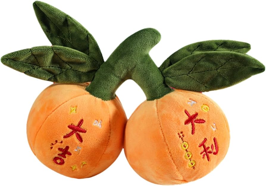 Amazon.co.jp: 中国の新年大幸運みかんぬいぐるみ装飾、3.9インチ