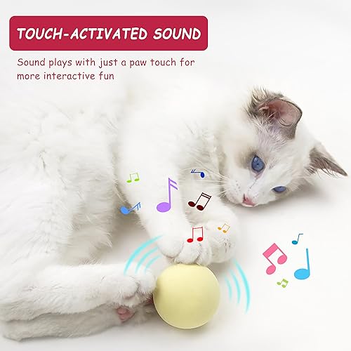 Miniatura 2 de Pelotas de juguete para gatos con sonido, juguetes para gatos con hierba gatera, 3 bolas de juguete rodantes de EVA, juguetes interactivos para
