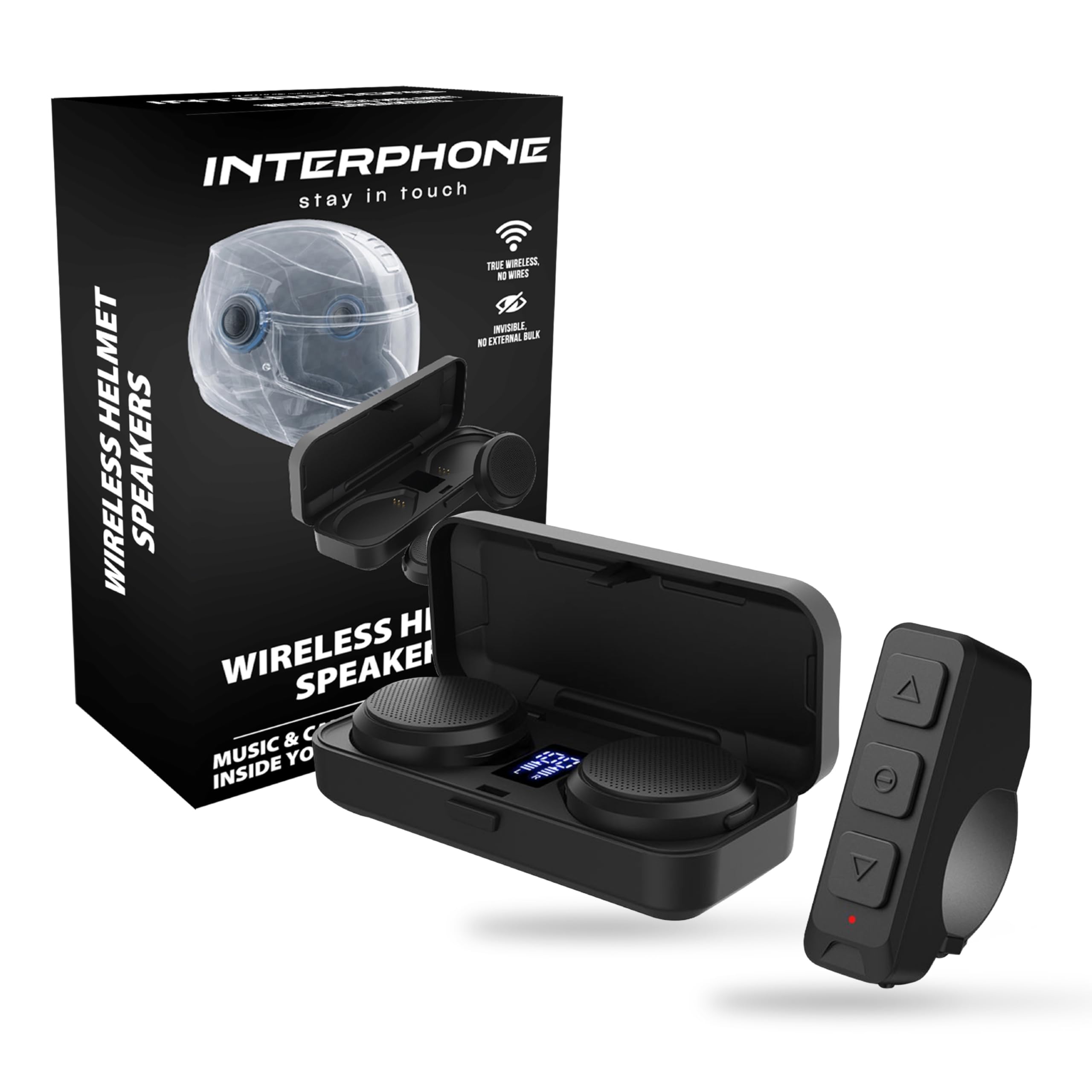 INTERPHONE ZERO - Auricolari True Wireless da casco, ideali per moto scooter e sport invernali, Bluetooth 5.3, microfono integrato senza fili, con telecomando da manubrio, autonomia fino a 6.5h
