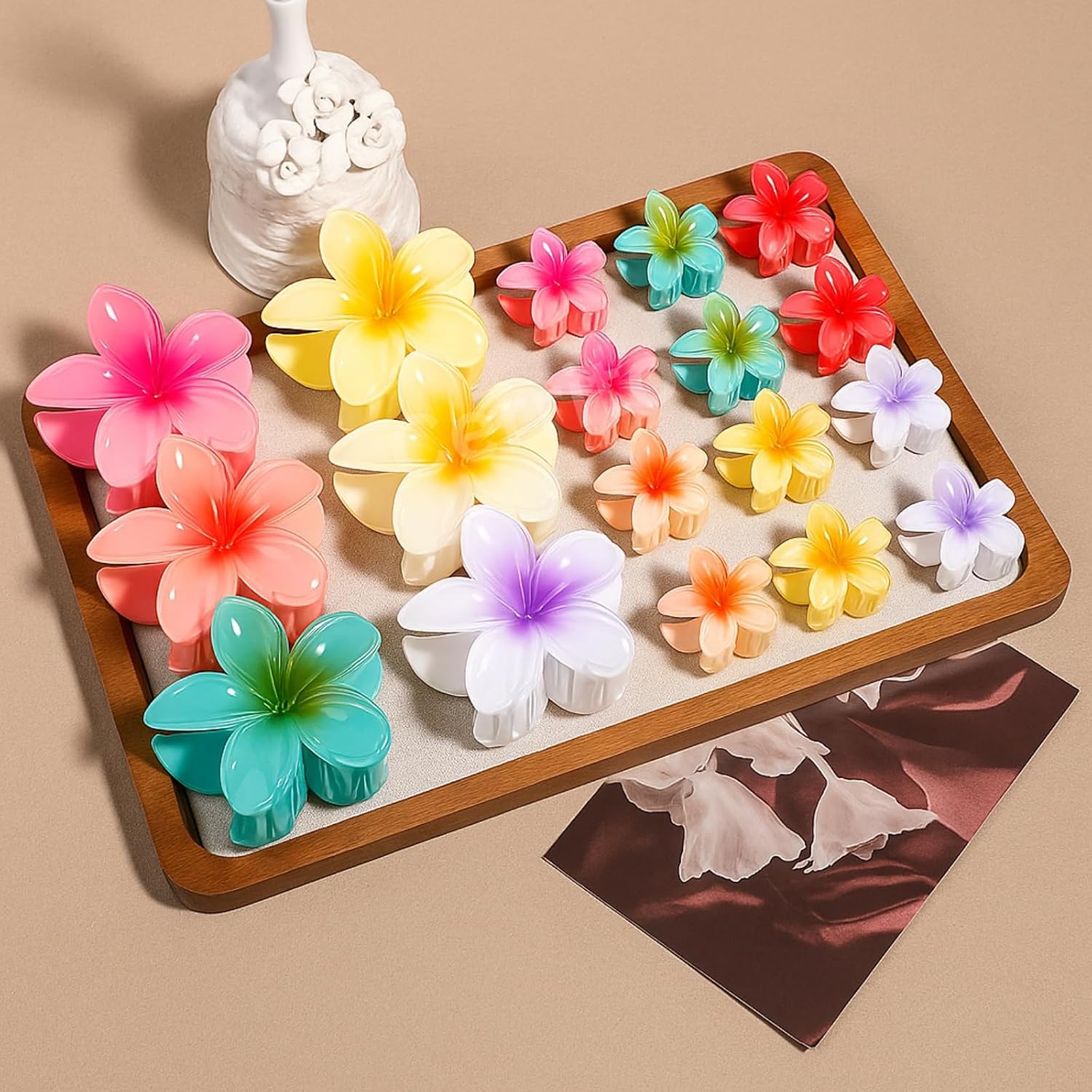 Cerrito 9 Pcs Colorful Flower Hair Claw Clips for Women & Girls, Gradient Lily Design in Multiple Sizes, Strong Hold, Cute & Stylish Hair Accessories for Daily Use, Travel & Gifting, Multicolor