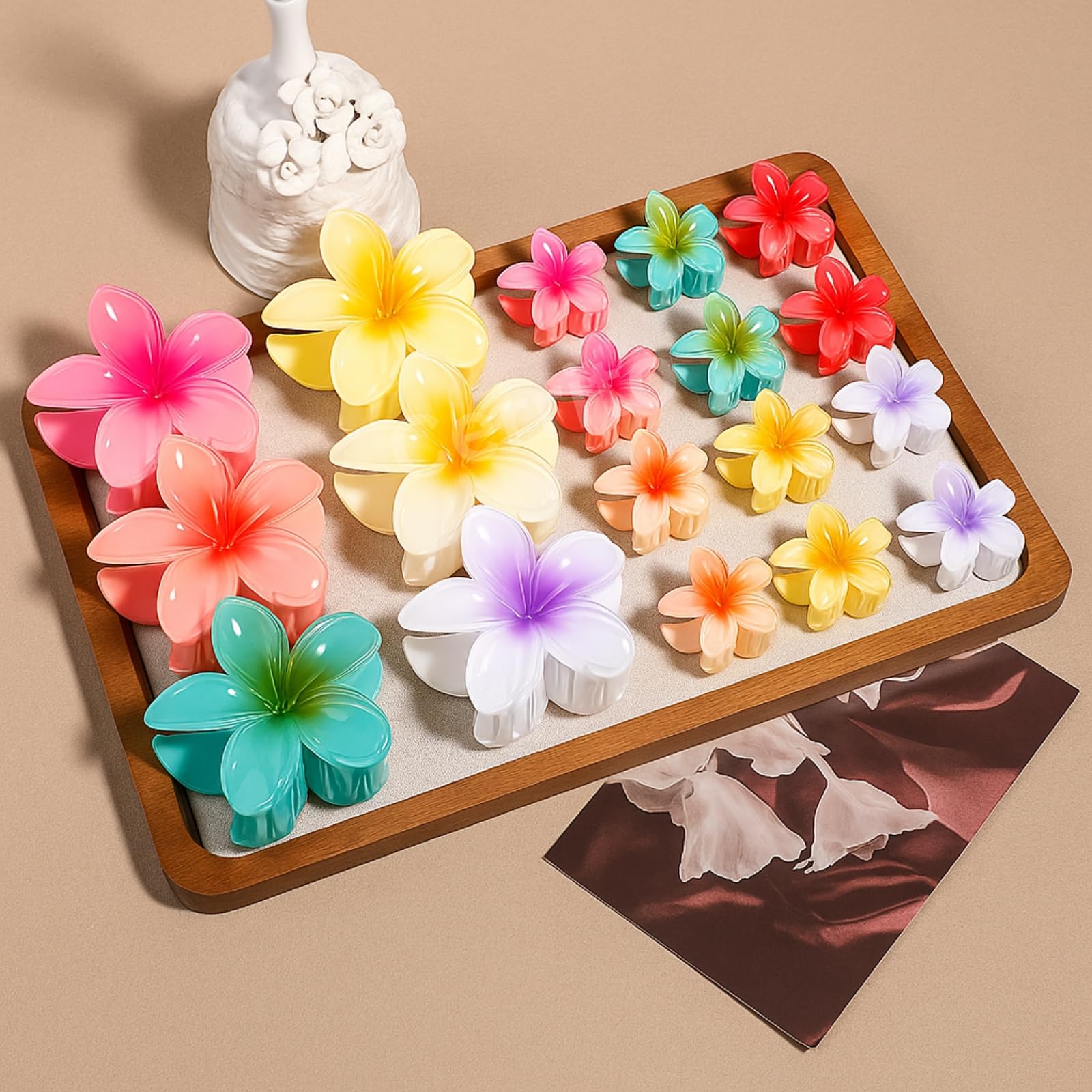 Cerrito 9 pinzas de pelo de flores coloridas para mujeres y niñas, diseño de lirio degradado en varios tamaños, fuerte sujeción, bonitos y elegantes accesorios para el cabello para uso diario, viajes
