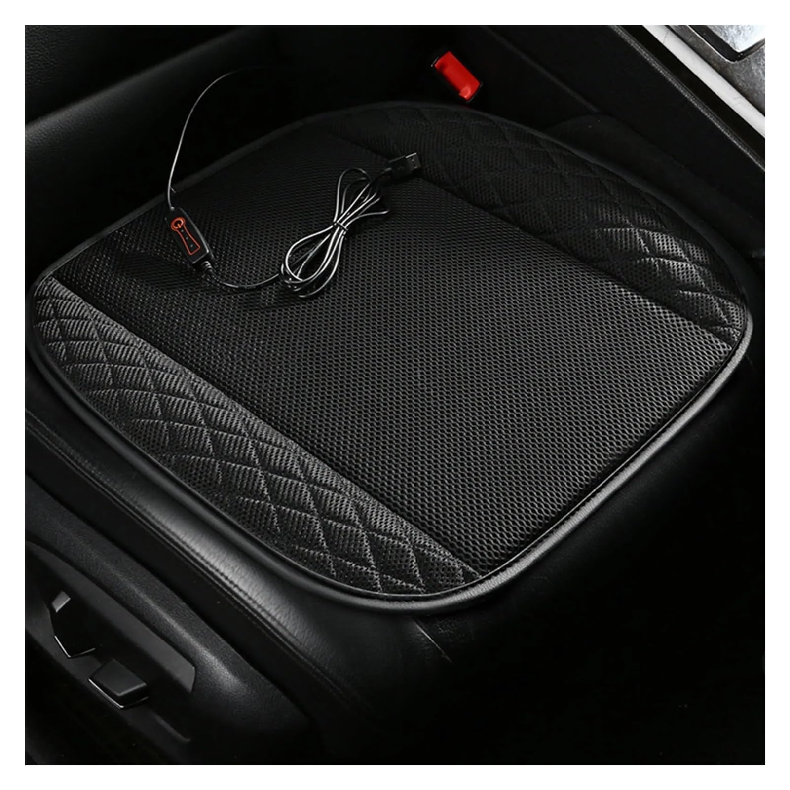 Jeiuvrao car seat cushion 12V Cooling Car Seat Cushion Cover USB port-powered Fan Seat(Black)