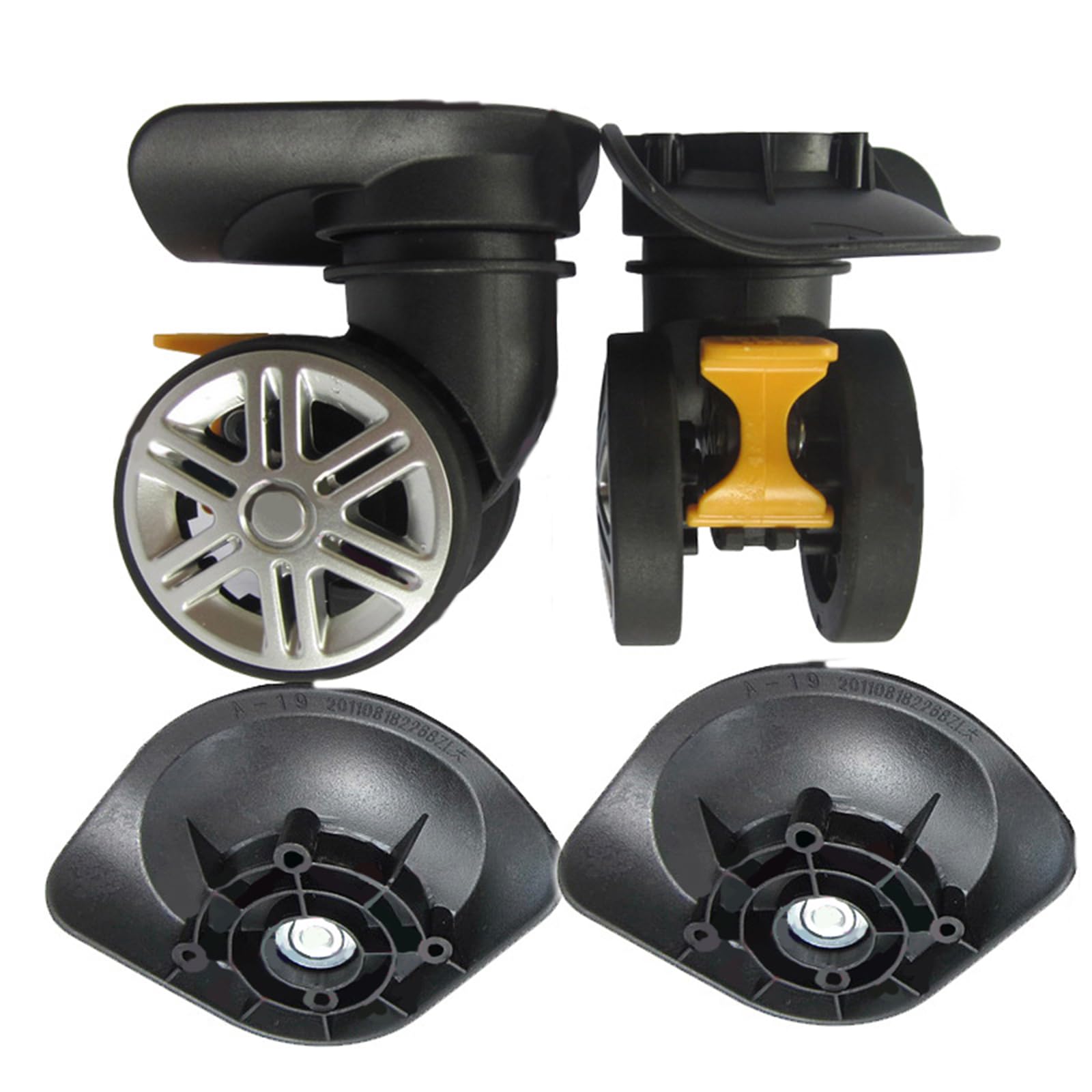 Bogeel Brake Wheel Black 1 Pair A19 Suitcase Luggage Replacement Casters Repair Accessories Mute Roller Brake Wheels For Travel Bag