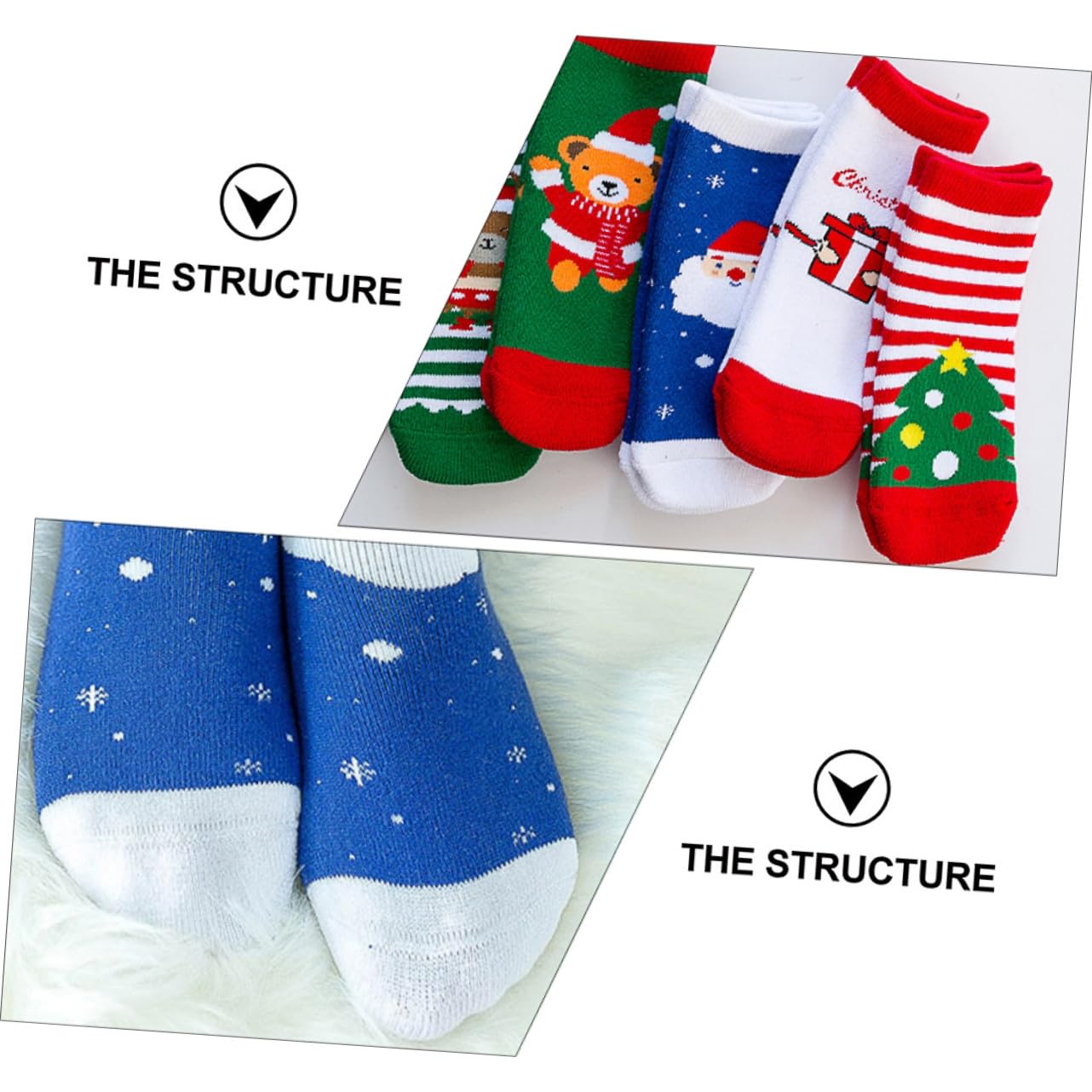 OUNONA 6paires Chaussettes Garçon Fille Coton Chaudes Noël Motifs Variés Antidérapantes pour Hiver