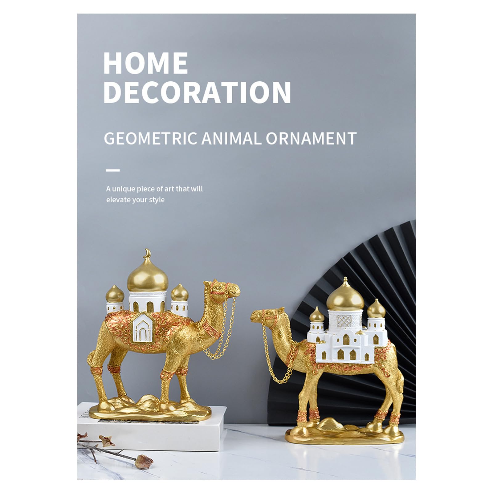 Ramadans Eid Mubaraks Decori Statua cammelli Figurina cammelli con della moschea Ornamento da tavolo Decorazioni per la casa Collezioni Decorazioni per la casa