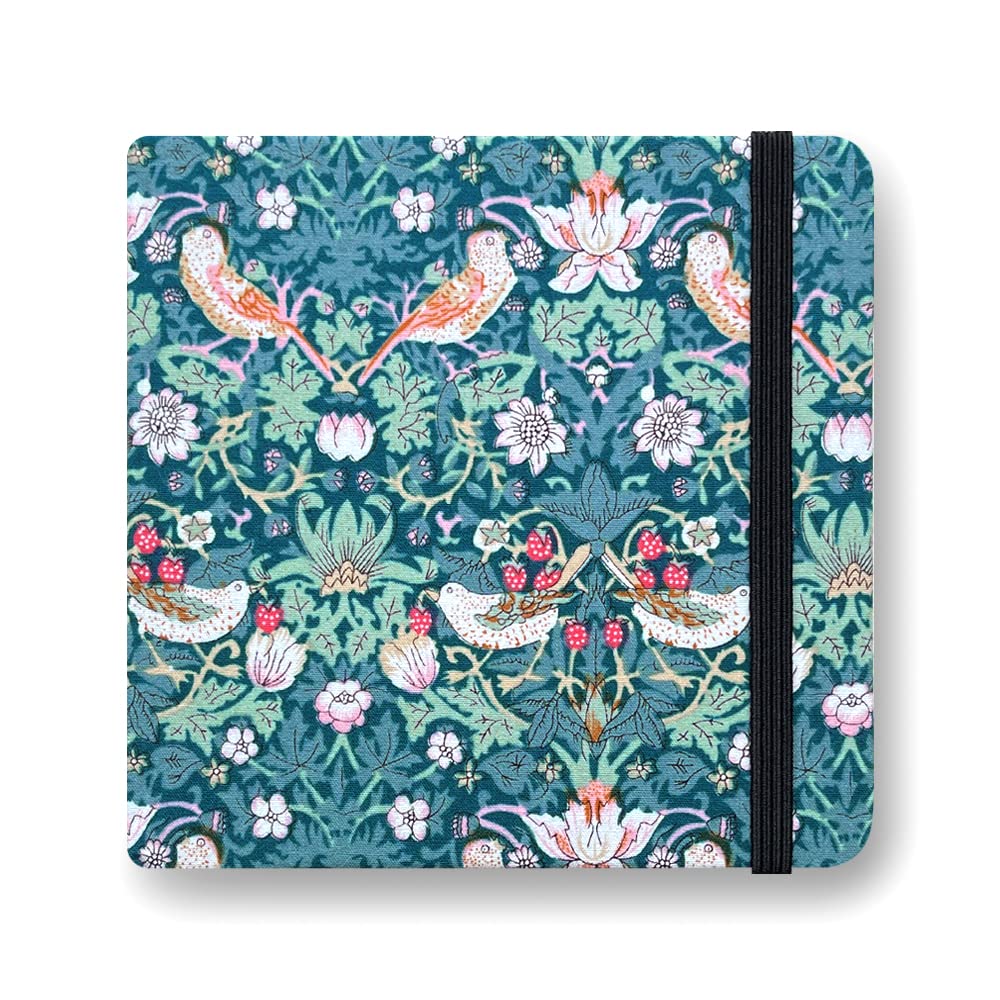 Square 5x5" Bleedproof Marker Paper Pad, 110 GSM Alcohol Ink Bristol Paper Sketchbook, Handmade Journal 88 Sheets(176 Pages) Markers Ink Art Sketch Book Morris Strawberry Thief (Robin)