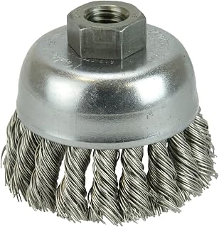 Weiler 13257 2-3/4" Single Row Knot Wire Cup Brush, 0.020" Stainless Steel Fill, 1/2"-13 UNC Nut, Made in The USA
