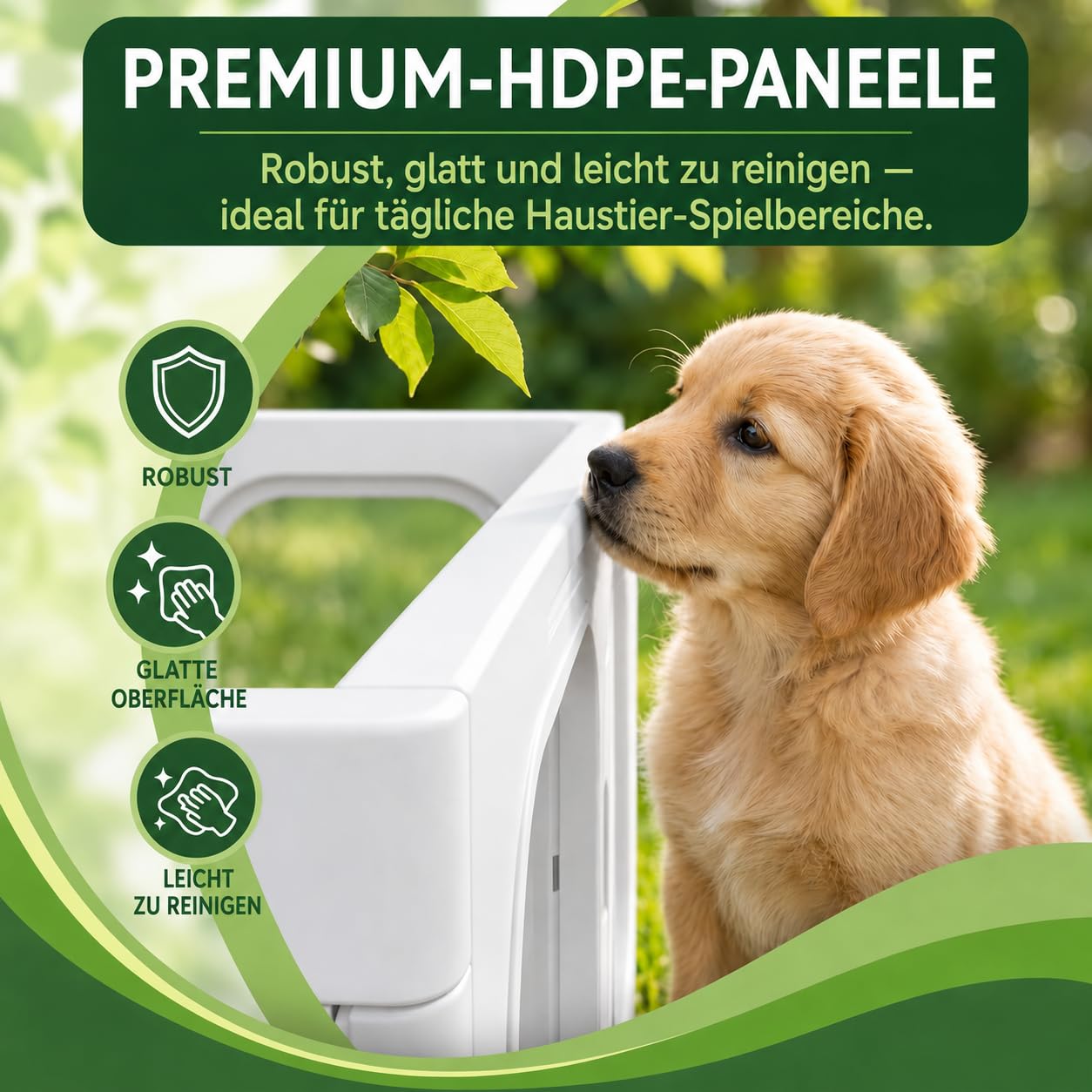 Welpenauslauf 65 cm hoch, transparenter Laufstall Hund mit Tür, tragbares Haustiergehege, 10 Paneele, für kleine bis mittelgroße Hunde, Innen und geschützter Außenbereich