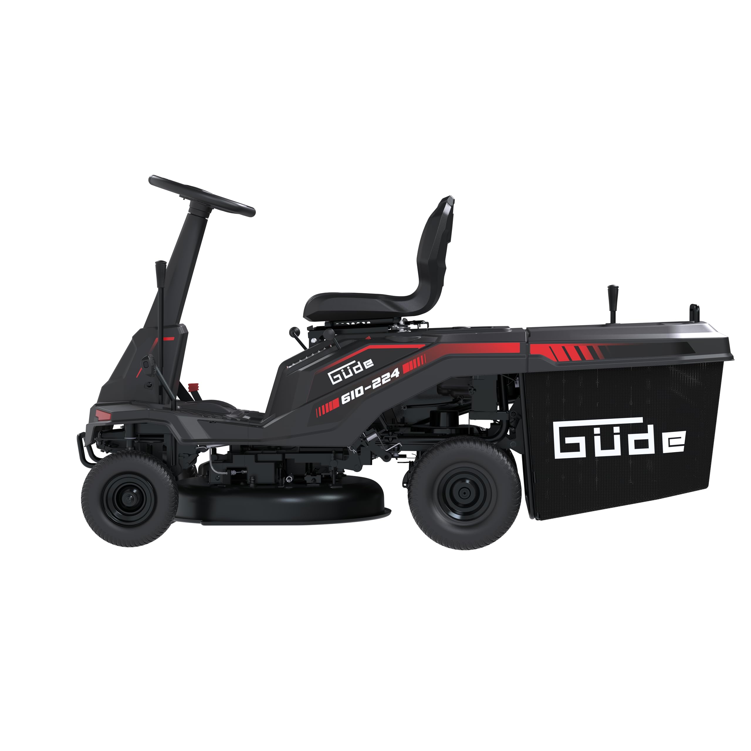 Güde GAR 610-224 Automatik Benzin-Aufsitzmäher - 4-Takt Motor, 224 Kubikzentimeter Hubraum, 4,5 Kilowatt, 6,1 PS, 61 Zentimeter Schnittbreite, stufenlose Temporegelung, Reversierstart und Elektrostart
