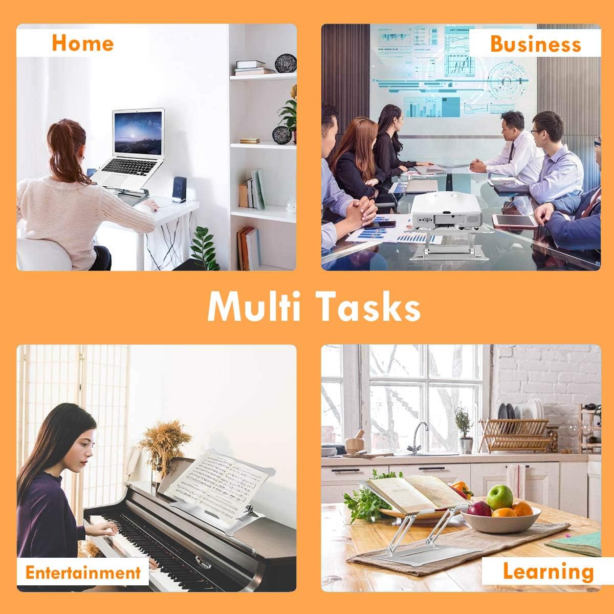 Black Friday 🔥 Lvyinyin Laptop Notebook Stand Holder, Adjustable Riser, Aluminum, Compatible with MacBook Air Pro, Dell, HP, Lenovo, Surface, Chromebook and Gaming Laptops Up to 15.6, Black