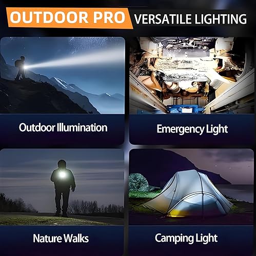 Miniatura 8 de Queena Paquete de 2 linternas LED recargables  100000 lúmenes, linternas solares superbrillantes, luz de flash compacta e impermeable para el hogar,