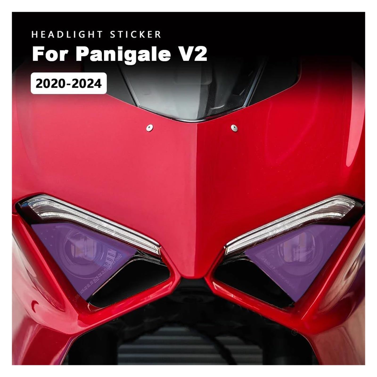 Naklejki na motocykl Panigale V2 2020-2024 2023 2022 2021, przezroczysta folia ochronna, naklejki na reflektory (żółte)