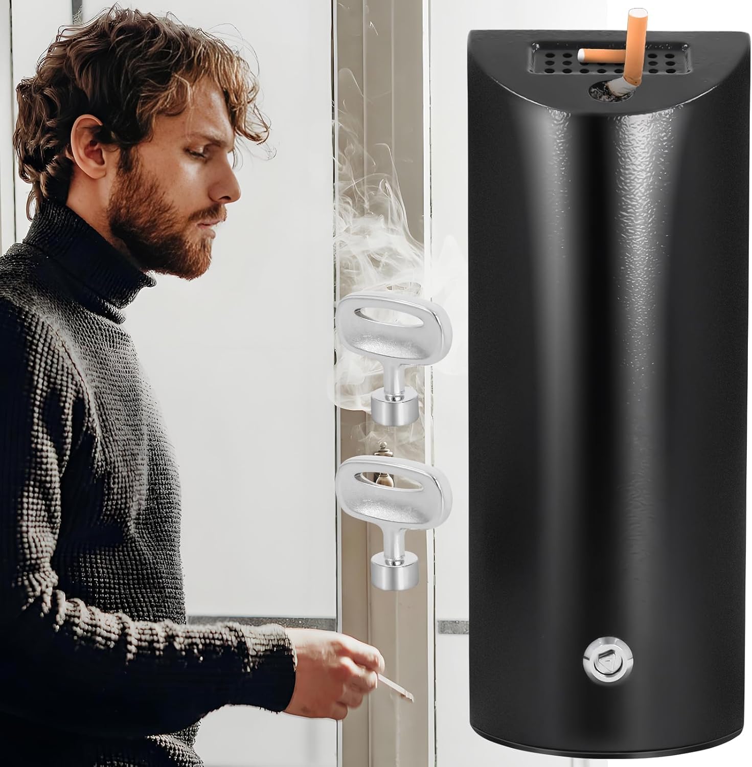 Cenicero de Pared con Tapa Bloqueable - Cenicero para Exterior/Interior de Chapa Galvanizada Resistente al Óxido, Fácil de Limpiar - Ideal para Restaurantes, Hoteles, Bares, Oficinas y Jardines