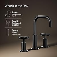 Vista 13 de Kohler K-14410-4-BGD Purist - Grifo para lavabo de baño con manijas de palanca baja y boquilla baja, K-14406-3-BL