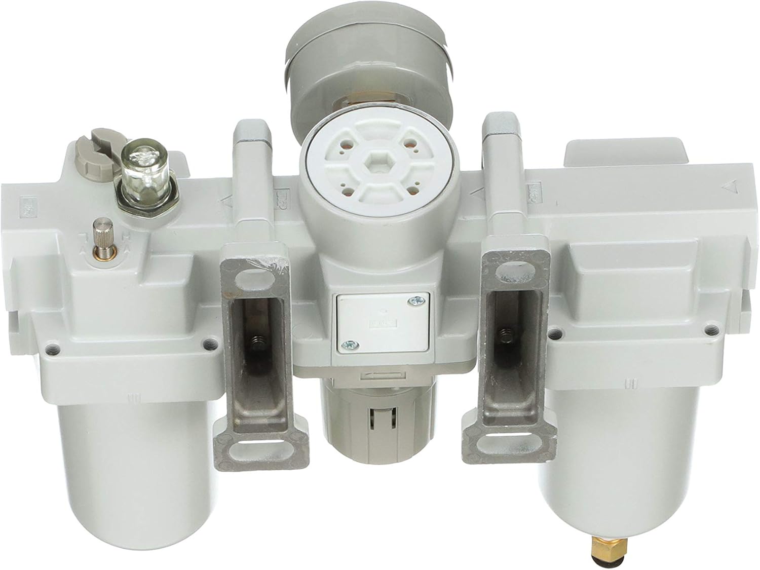 PneumaticPlus SAU400-N04DG-MEP Compressed Air Filter Regulator Lubricator Combo 1/2" NPT - Metal Bowl, Auto Drain, Bracket, Gauge