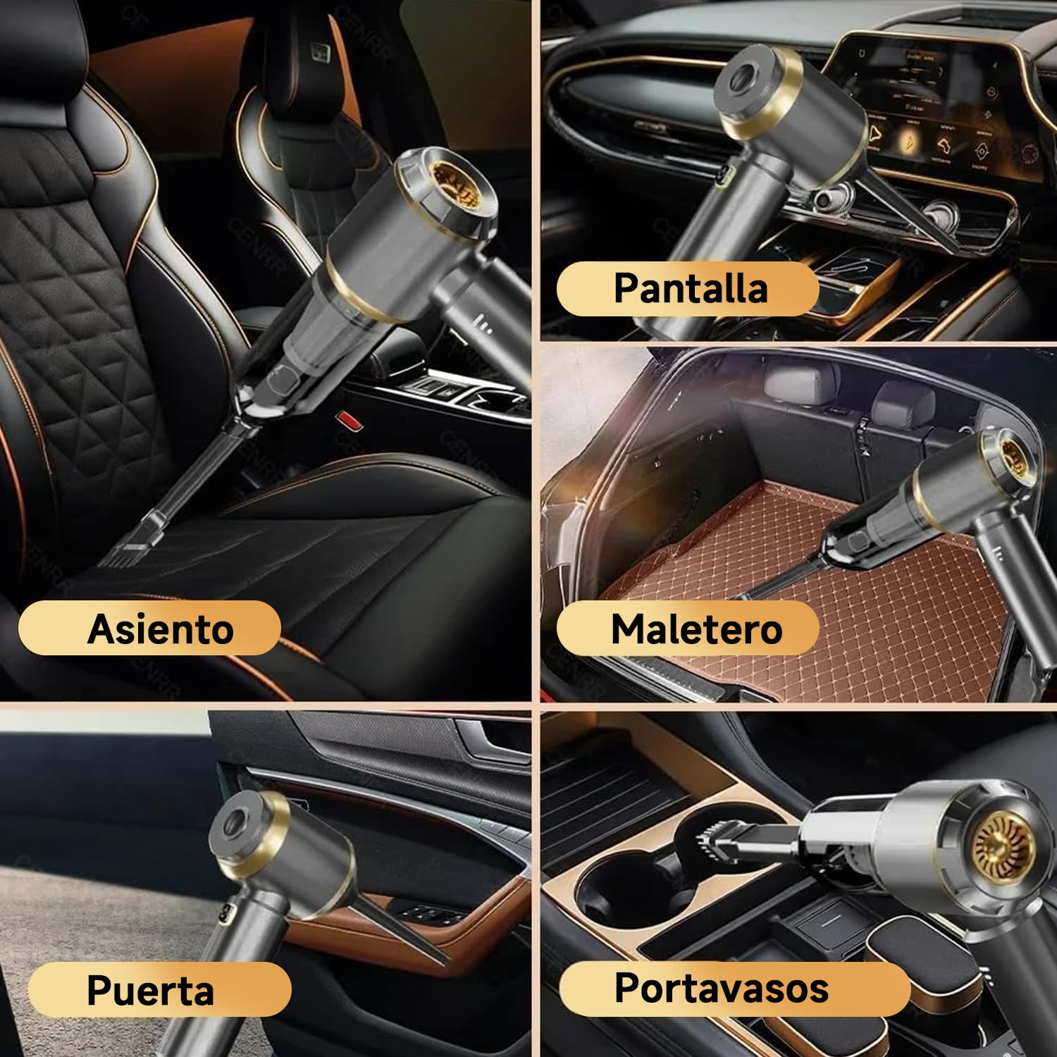 DiliDala Aspirador de Mano, 28000PA Aspiradora de Coche, 4 en 1 Aspirador Coche con Motor Sin Escobillas, 3 Niveles, Mini Aspiradora Sin Cable para Pelo de Mascotas, Coche, Hogar — view 6