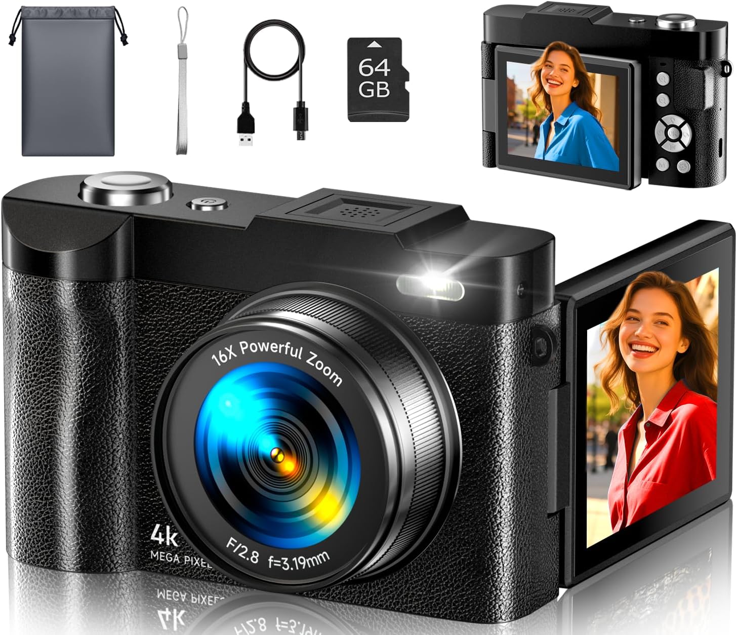 4K Digital Camera for Photography- 50MP Autofocus Vlogging Camera with 2.8