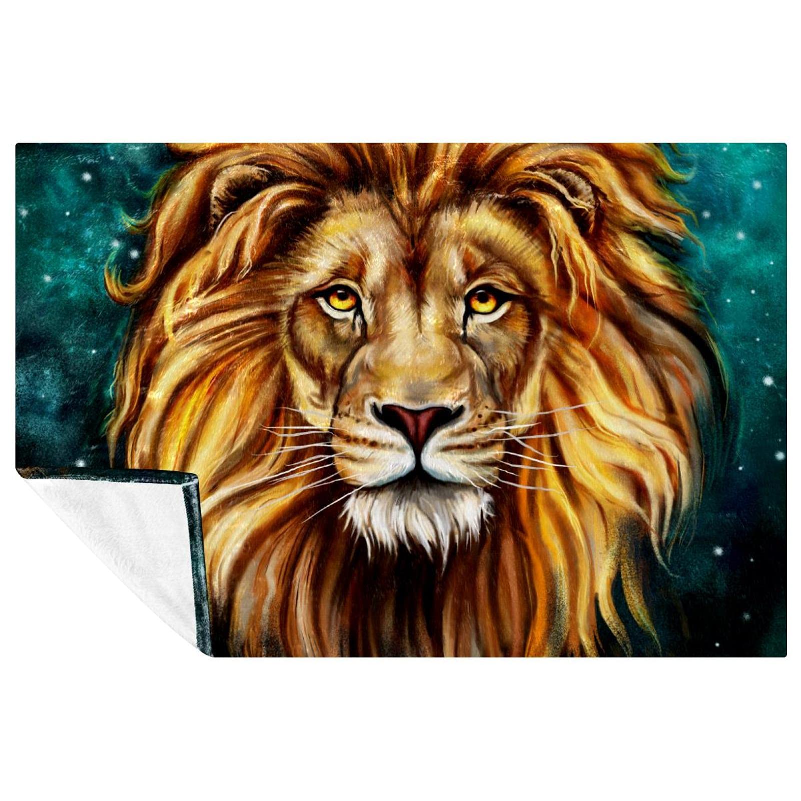Couverture lion magique pour lit et canapé de 150x100 cm douce et chaude