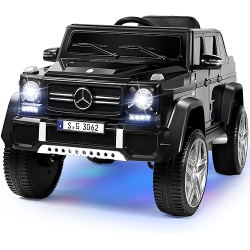 JOYLDIAS Licensed Mercedes-Benz G650S Ride On Car for Kids, 12V7AH Kids Ride On Truck W/LED Underglow Lights,Remote Control, 3 Speeds,Music,Bluetooth,Twin Motors, Spring Suspension, Black