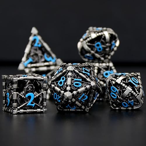 Miniatura 6 de DND Juego de dados de rol, Dungeons and Dragons Dice ZHOORQI 7 piezasjuego de dados de metal para la parca D&D poliédricos RPG D&D para MTG