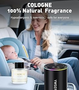 Smart Car Air Freshener, Car Air Freshener Diffuser with Starry Sky Projection and 50ml Perfume, Auto On/Off Intelligent, 3 Mode Adjustable Rechargeable Aroma Diffuser, Cologne