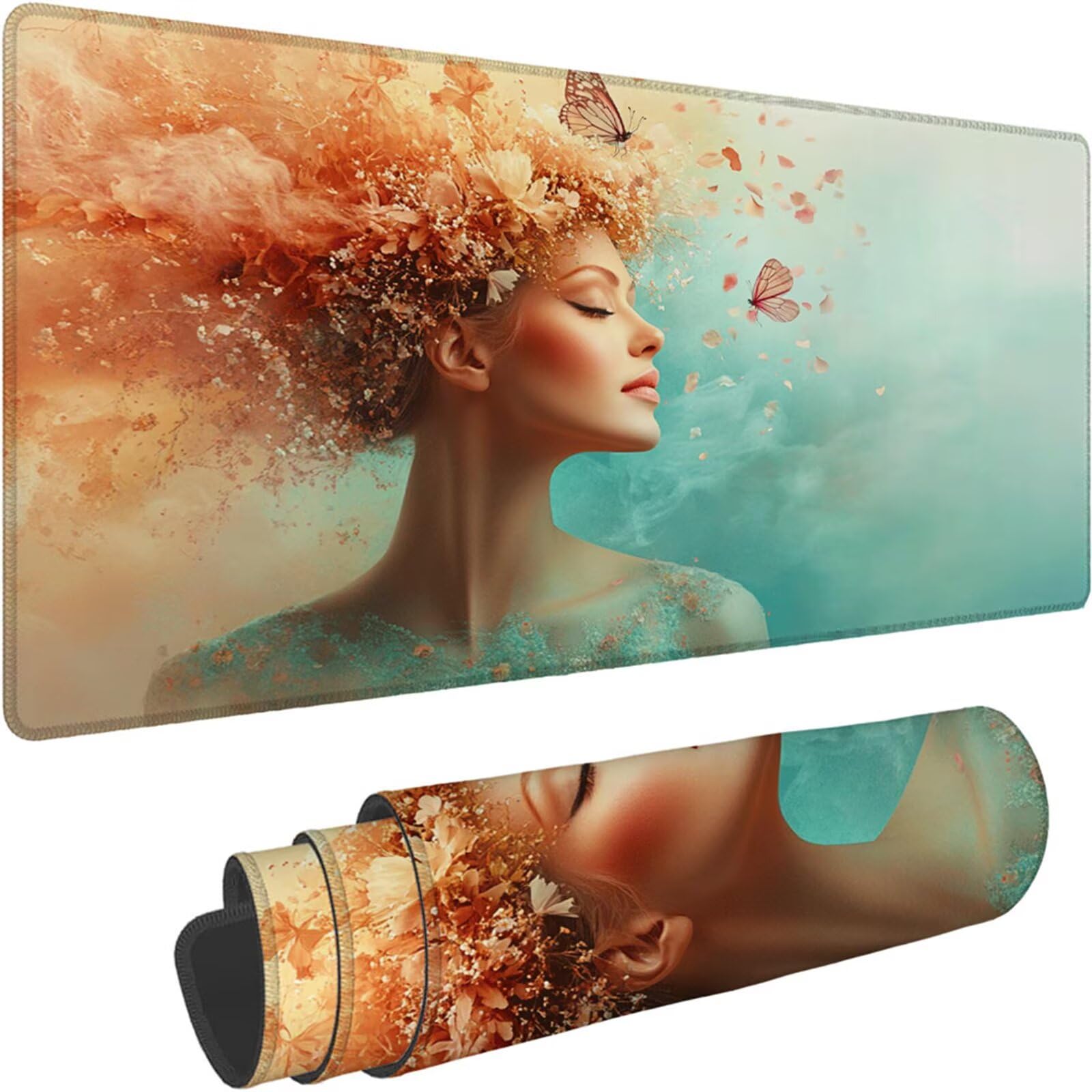Gamingowa podkładka pod mysz 1200 x 600 x 3 mm, XXL, wodoszczelna, odporna na ścieranie, z przyszytymi krawędziami, niebieska, podkładka na biurko, poprawia prędkość i precyzję pod laptopa, komputera