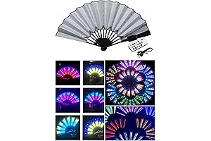 2023 New Folding Rave Hand Multifunction Remote Control Light up Fan