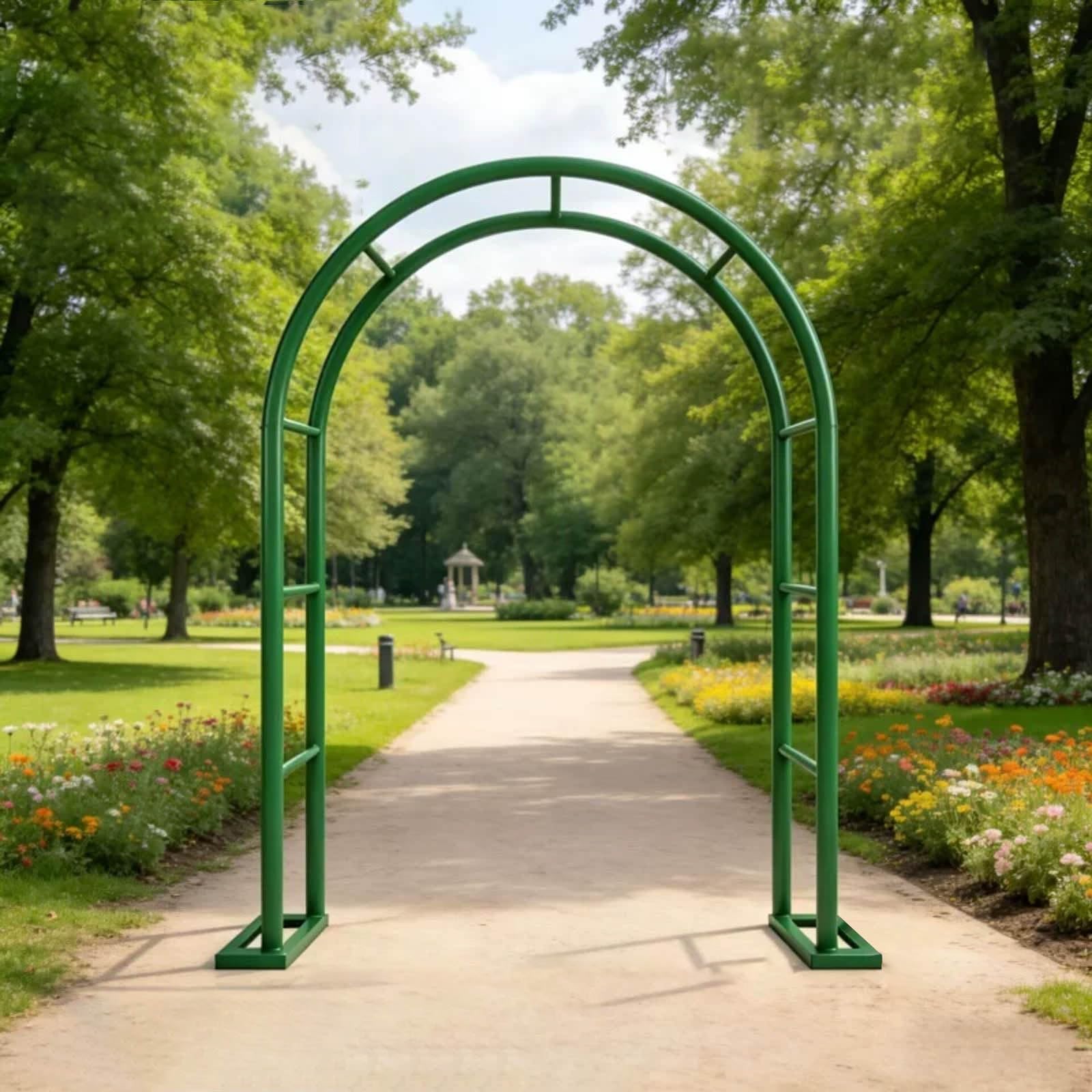 Arco metálico de jardín con Enrejado para Plantas trepadoras | Sólido arco de boda con enrejado para plantas trepadoras: rosas, glicinas y otras enredaderas(Green,220cm)