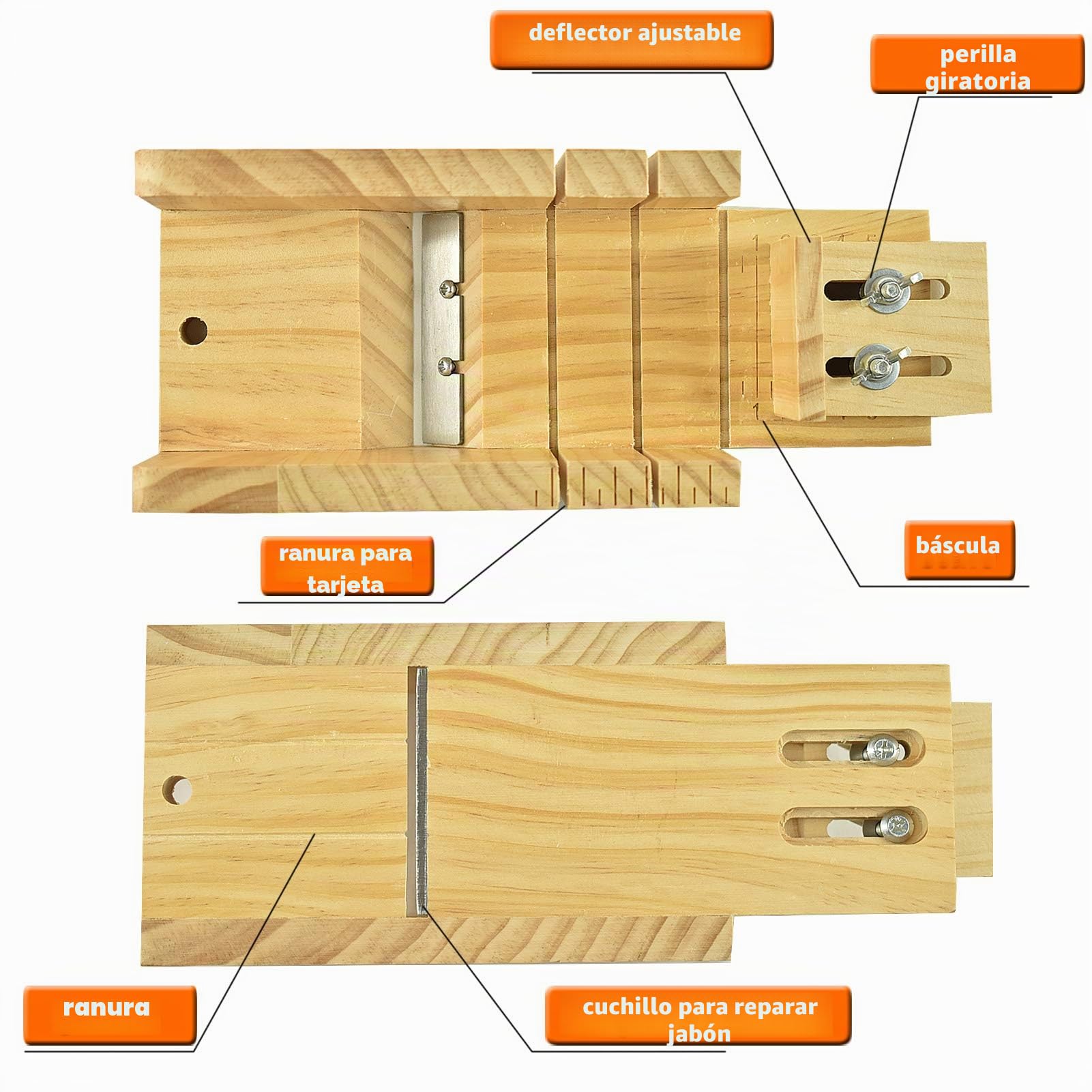 Artcome Set de formas de corte para jabón de pan, multifuncional, ajustable - Molde de jabón de madera y juego de formas de silicona rectangular con cortador de acero inoxidable ondulado y recto