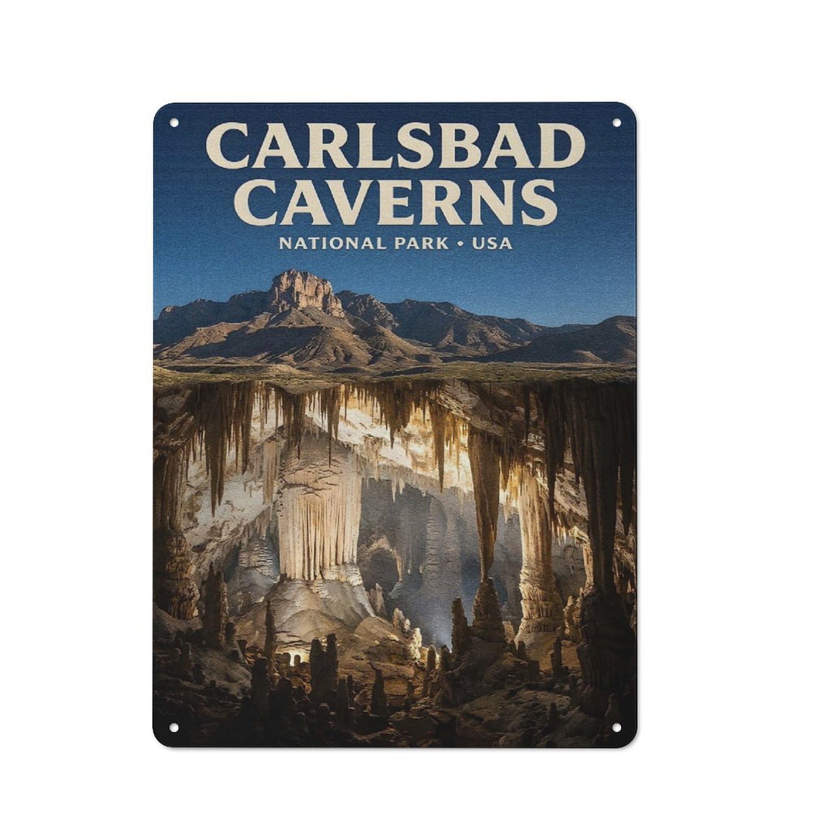 Junmoney Style-9 Tin Sign 40X30cm With Carlsbad Caverns National Park (2) For Workshop Wall, Retro Decor, For Metal Sign Collectors, For Cafés, Pubs And Restaurants