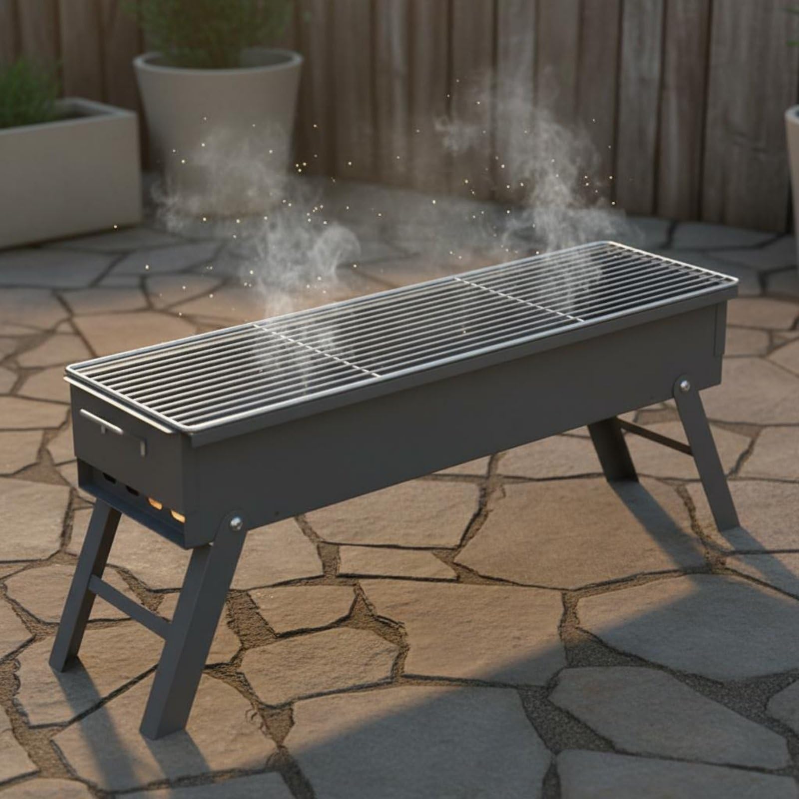 Baoblaze Barbecue a Carbone Portatile Griglia da Esterno Graticola Braciere in Acciaio Lega Spessa Design Pieghevole con Maniglie Trasporto Semplice, style to 2