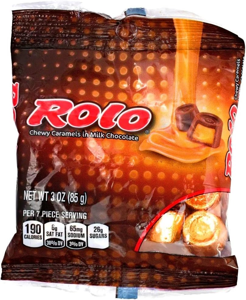 Hershey (1) Bag Rolo - Chewy Caramels in Milk Chocolate - Individually Wrapped Candy Pieces - Gluten Free - Net Wt. 3 oz