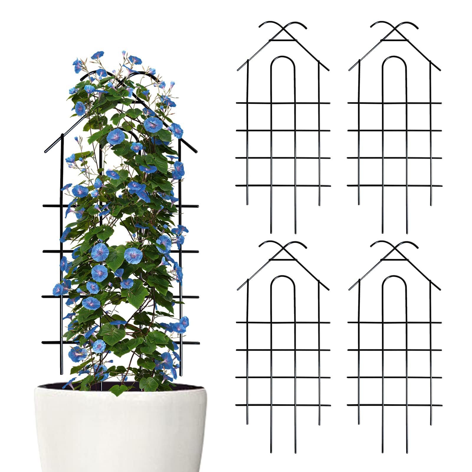ARIFARO 4 Pack 32' Metal Garden Trellis for Climbing Plants Outdoor