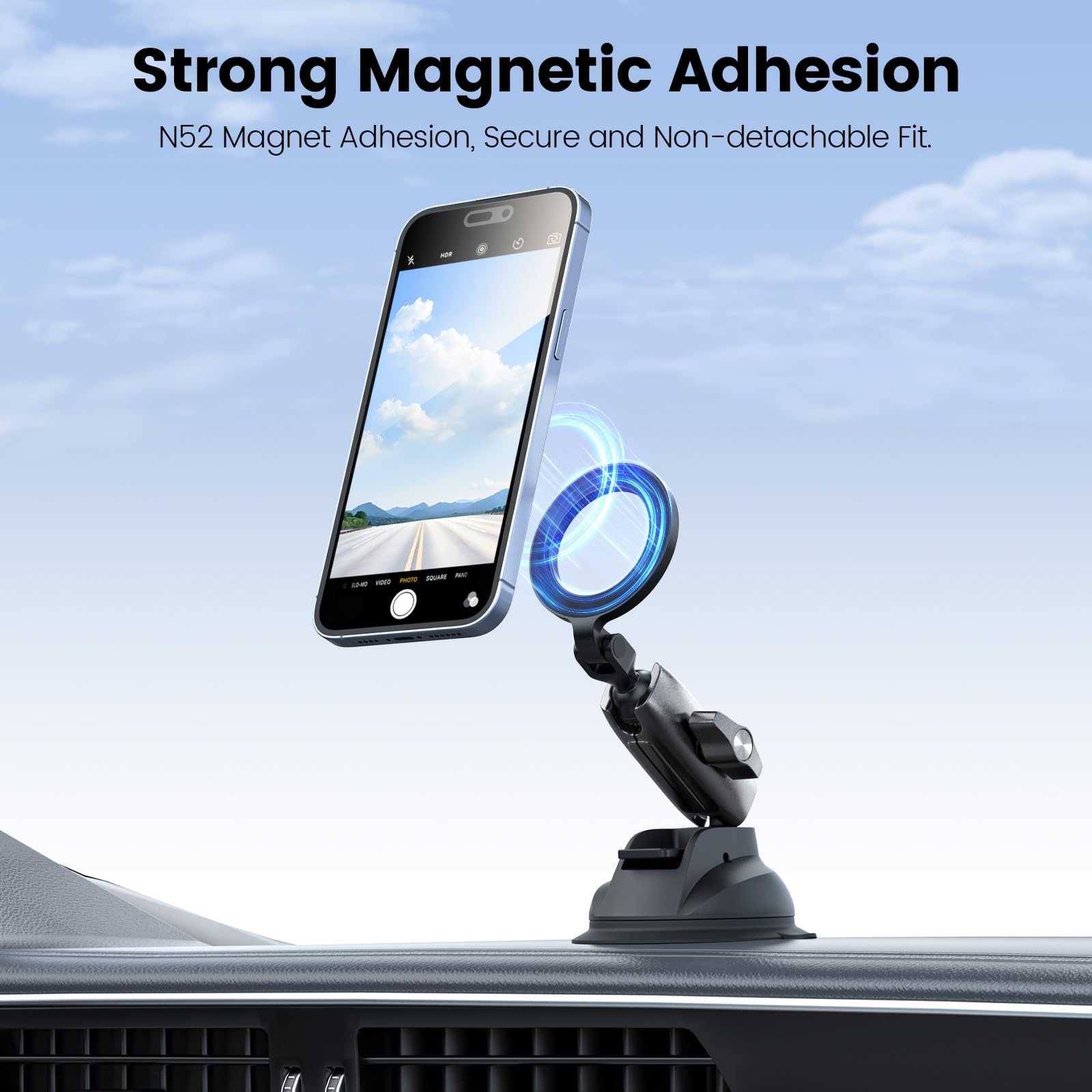 TELESIN Magnetische Handyhalterung Auto - Kompatibel mit MagSafe, iPhone/Android - KFZ Halterung für Armaturenbrett & Windschutzscheibe, 360° Drehbar KFZ Handyhalterung, Extrem Stabil (2025 Upgrade)