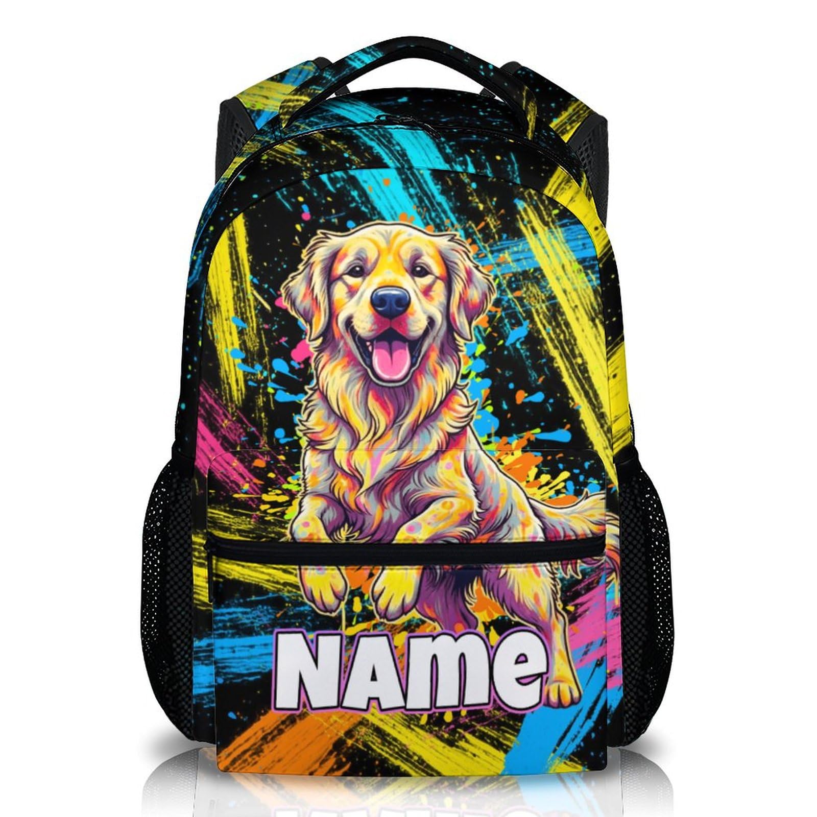Boys Backpack Custom Golden Retriever School Bag Gift for Kids Toddlers 17 Inch Lightweight Personalized Bookbag for Kindergarten