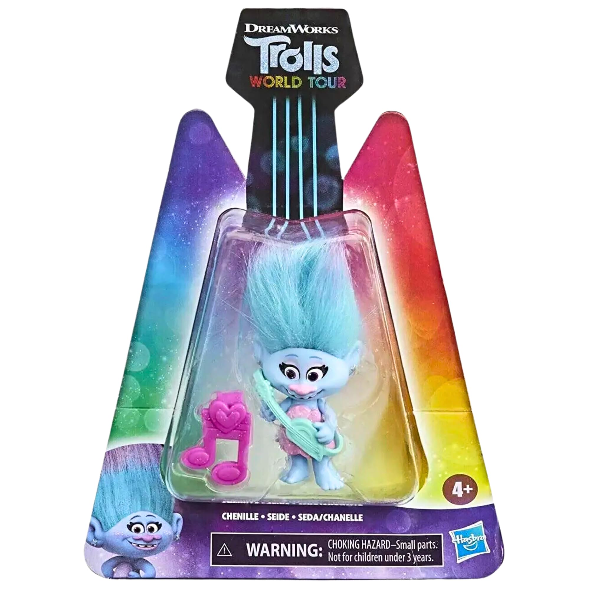 DREAMWORKS TROLLS World Tour Chenille, Collectible Doll with Guitar Accessory and Hair Clip, Toy Figure Inspired by The Movie Trolls World Tour