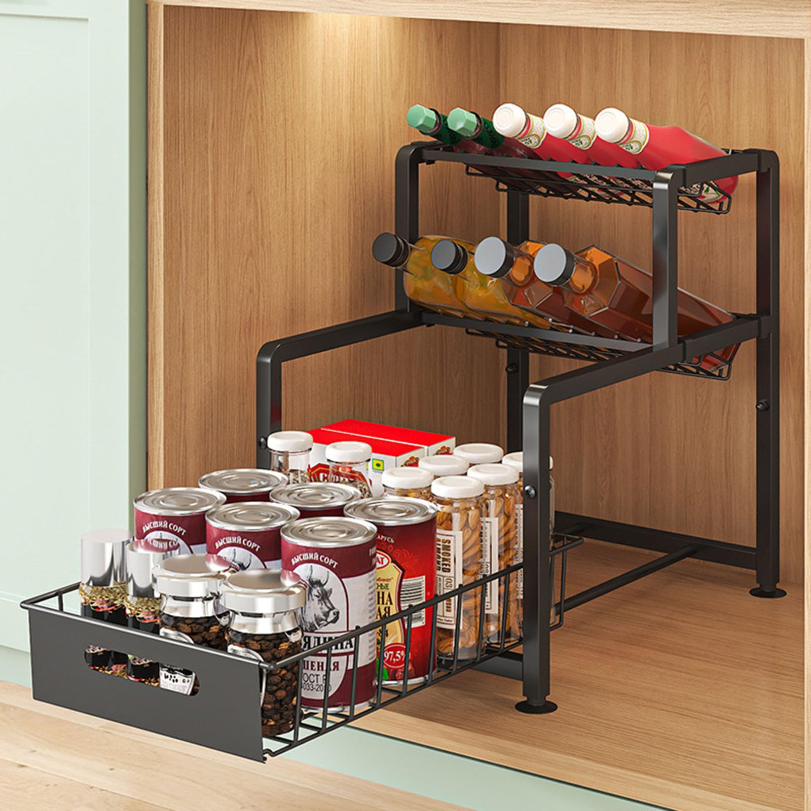 Organizzatori per mensole in metallo sotto il lavandino salvaspazio sotto il lavandino organizzatori unici in metallo per cucina e bagno