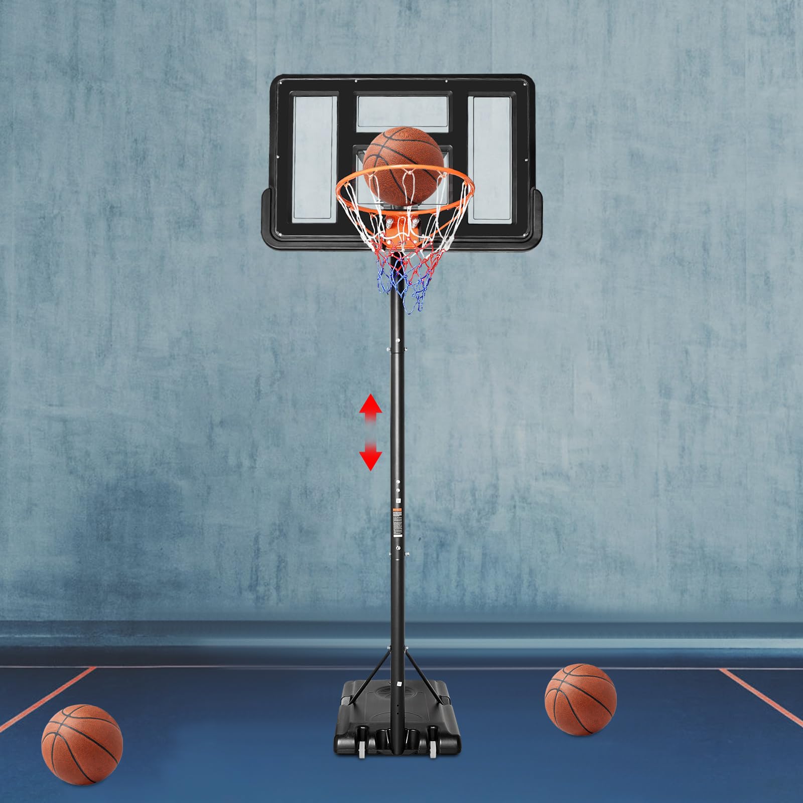 Canasta de baloncesto portátil para exteriores con ruedas, altura ajustable de 170 a 305 cm, canasta de baloncesto móvil con soporte, para jóvenes y adultos
