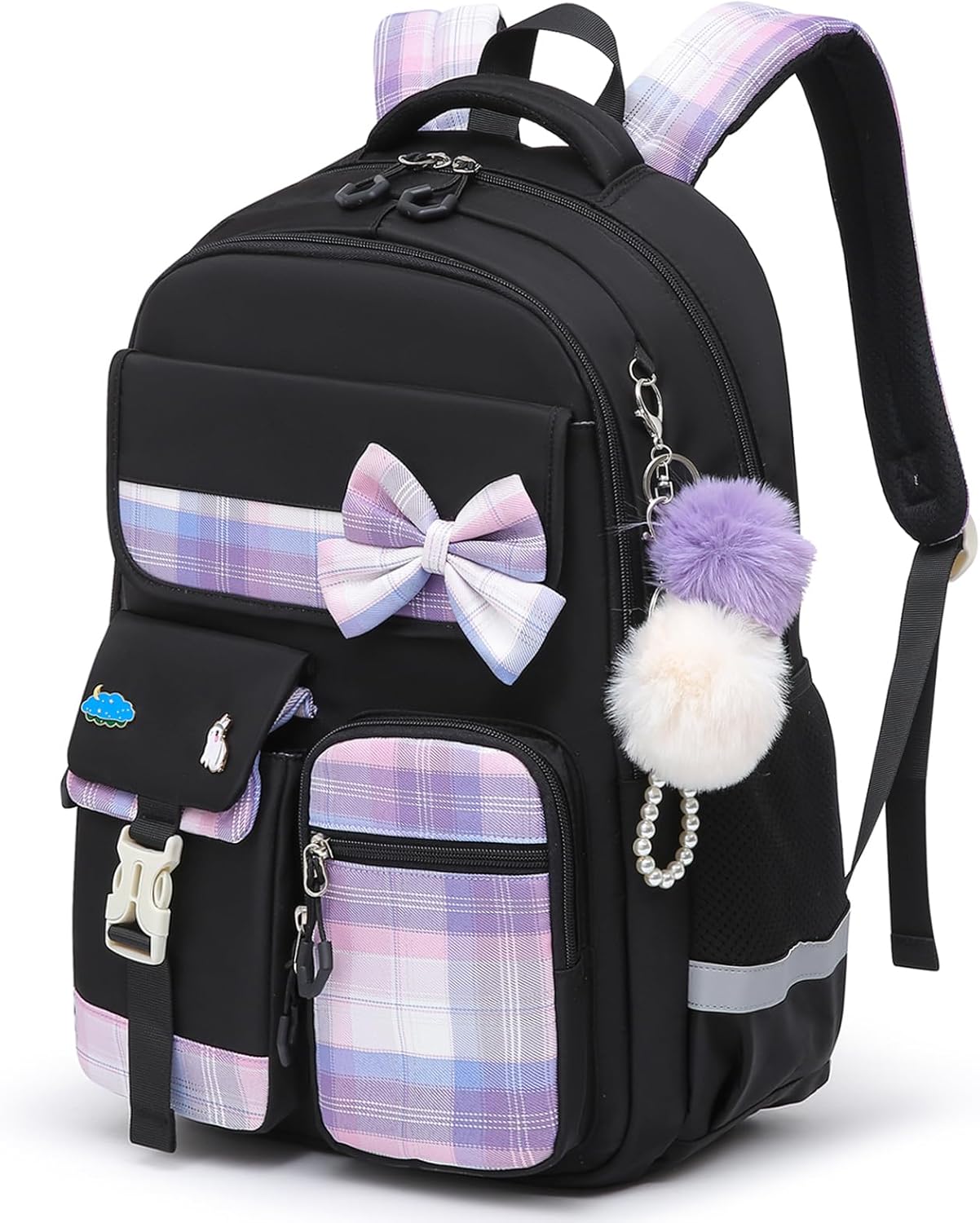 School Backpack for Girls Kids Bookbag for Elementary Middle School Casual Travel Daypack Teen Backpacks Black